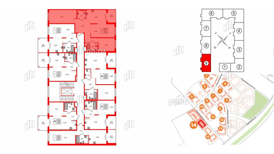 Квартира в ЖК Образцовый квартал, 3 комнатная, 82.57 м², 3 этаж