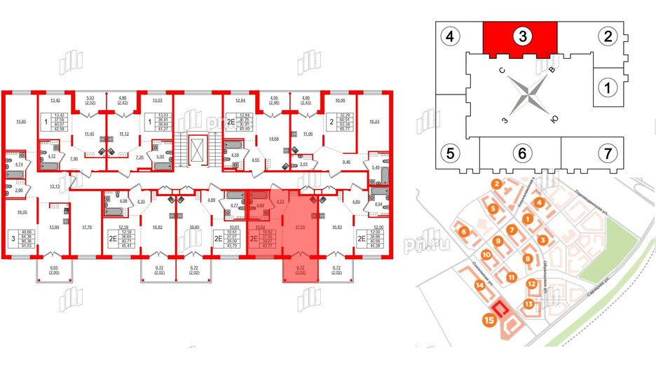 Квартира в ЖК Образцовый квартал, 1 комнатная, 37.05 м², 3 этаж