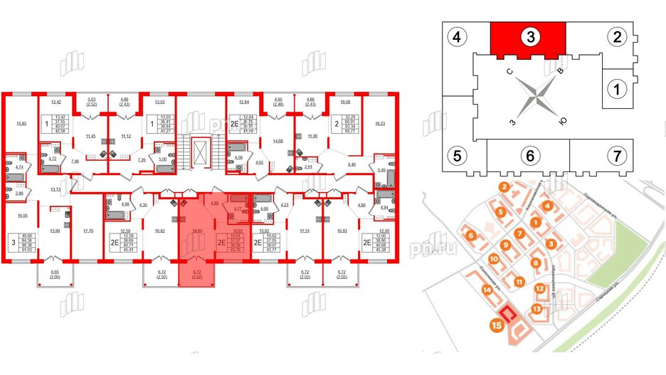 Квартира в ЖК Образцовый квартал, 1 комнатная, 37.07 м², 3 этаж