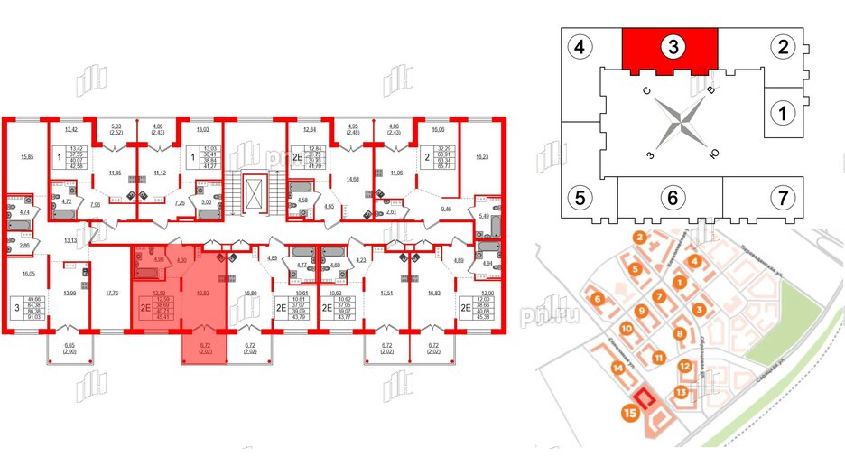 Квартира в ЖК Образцовый квартал, 1 комнатная, 38.69 м², 3 этаж