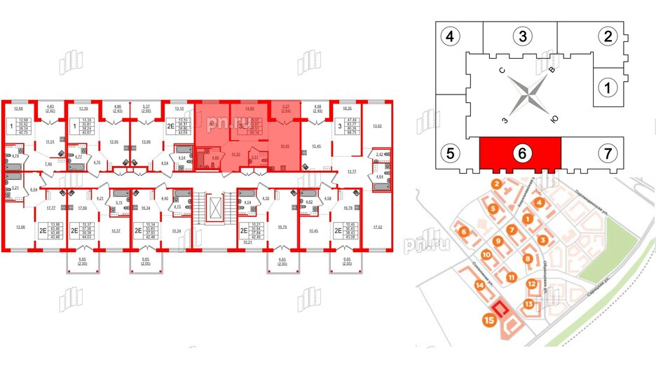 Квартира в ЖК Образцовый квартал, 2 комнатная, 63.87 м², 2 этаж