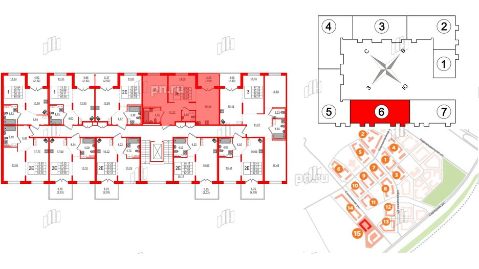 Квартира в ЖК Образцовый квартал, 2 комнатная, 63.6 м², 4 этаж