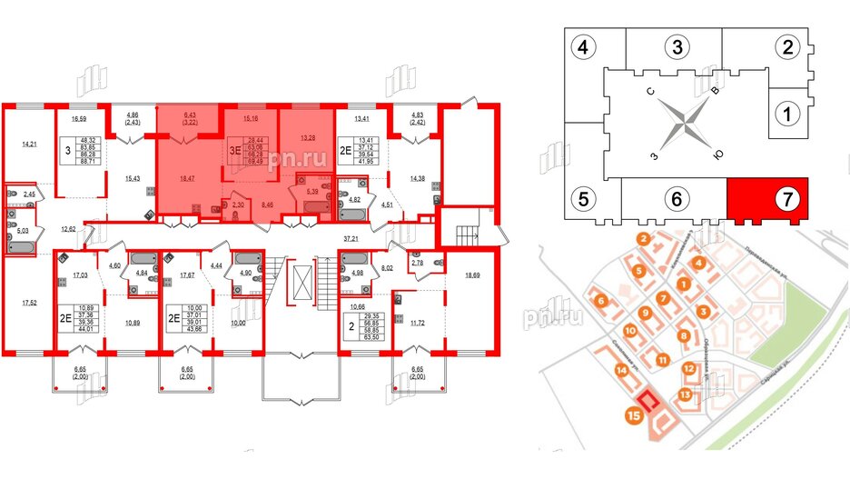 Квартира в ЖК Образцовый квартал, 2 комнатная, 63.06 м², 1 этаж