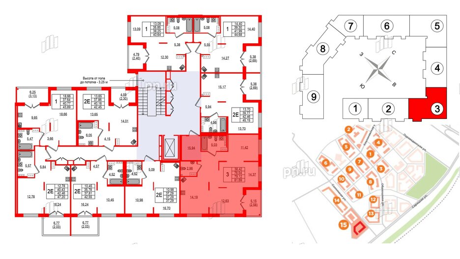 Квартира в ЖК Образцовый квартал, 3 комнатная, 76.54 м², 4 этаж