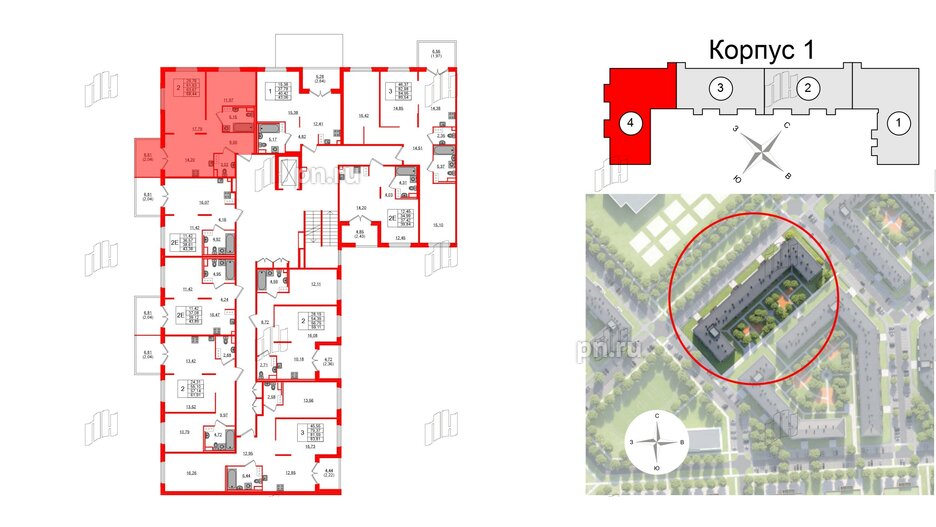 Квартира в ЖК Образцовый квартал, 2 комнатная, 61.63 м², 2 этаж