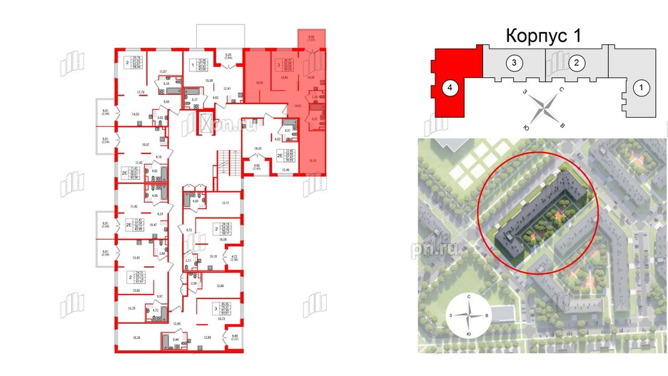 Квартира в ЖК Образцовый квартал, 3 комнатная, 82.98 м², 2 этаж