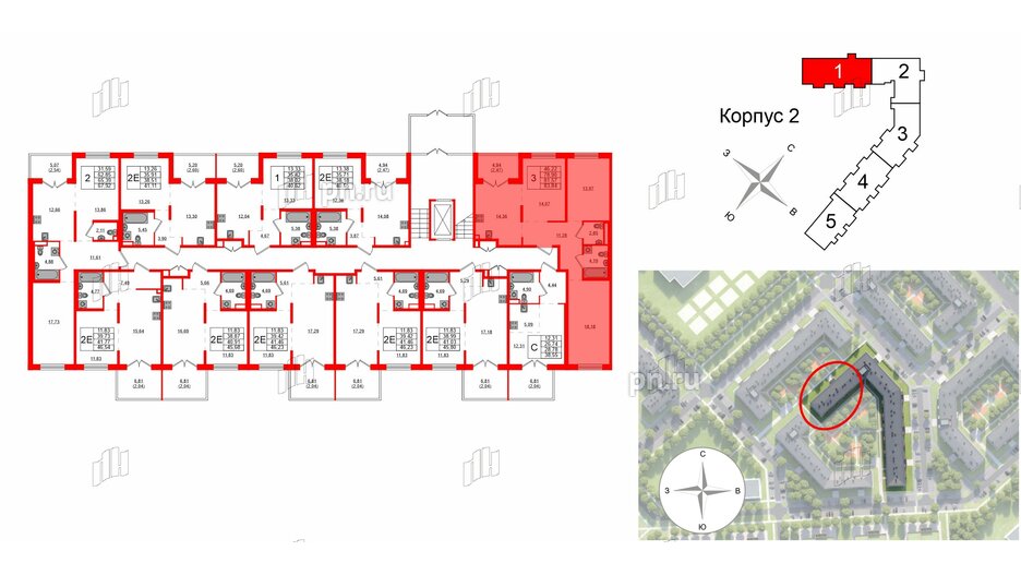 Квартира в ЖК Образцовый квартал, 3 комнатная, 78.9 м², 1 этаж