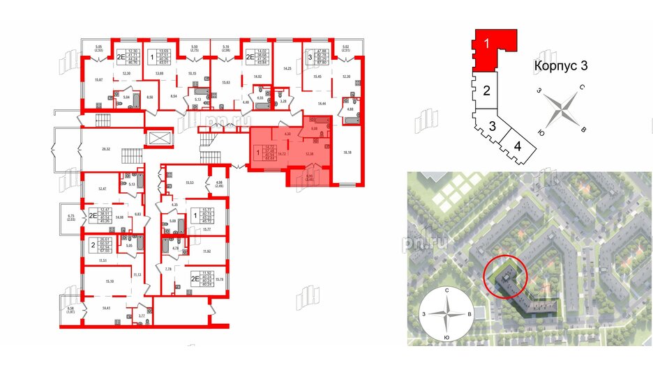 Квартира в ЖК Образцовый квартал, 1 комнатная, 37.48 м², 1 этаж