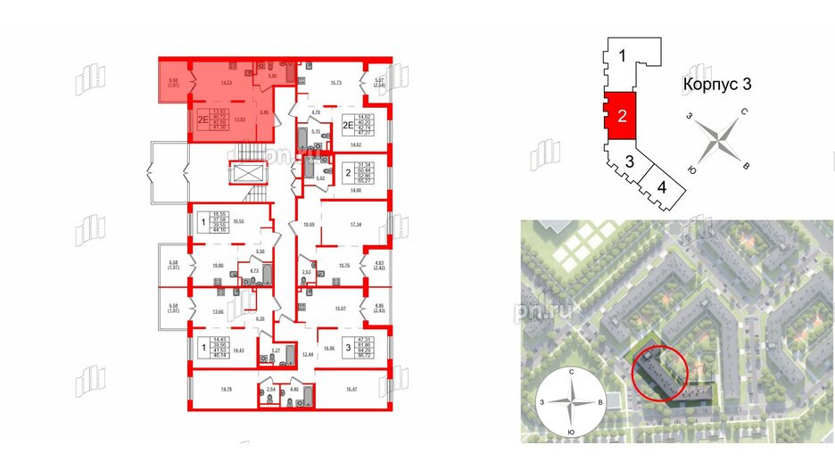 Квартира в ЖК Образцовый квартал, 1 комнатная, 40.72 м², 1 этаж