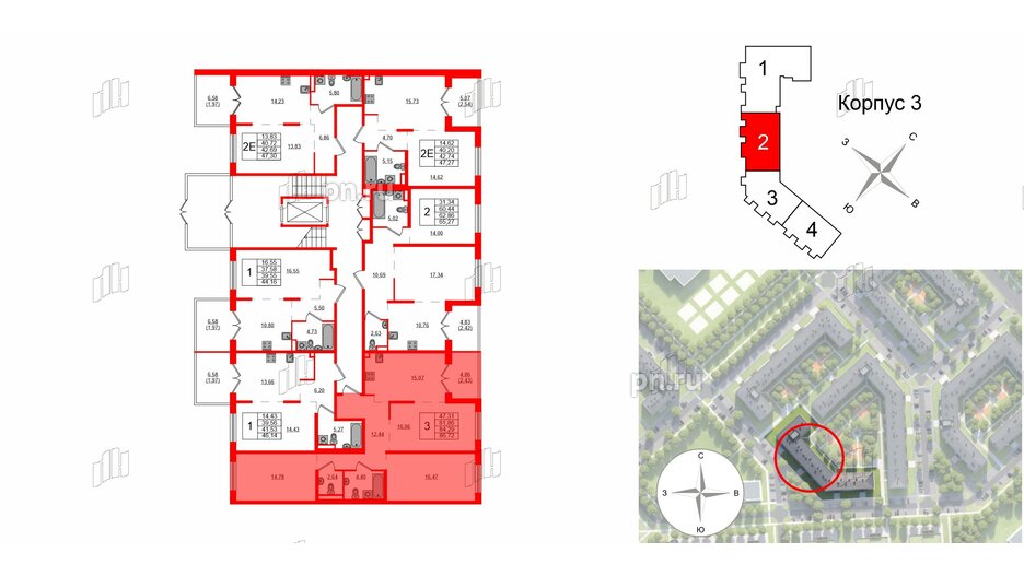 Квартира в ЖК Образцовый квартал, 3 комнатная, 81.86 м², 1 этаж