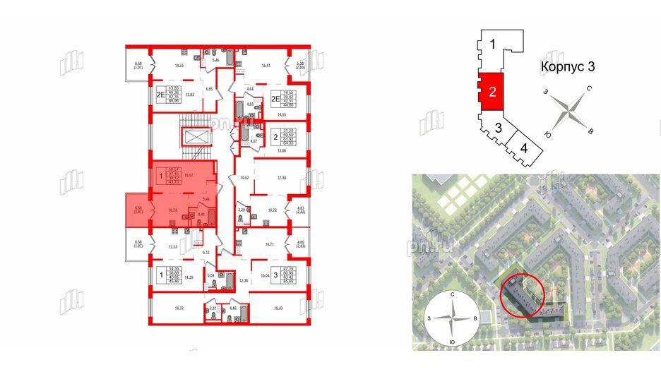 Квартира в ЖК Образцовый квартал, 1 комнатная, 37.15 м², 4 этаж