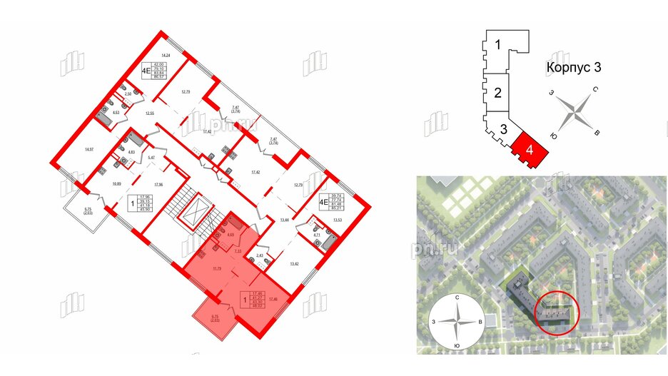 Квартира в ЖК Образцовый квартал, 1 комнатная, 41.27 м², 2 этаж