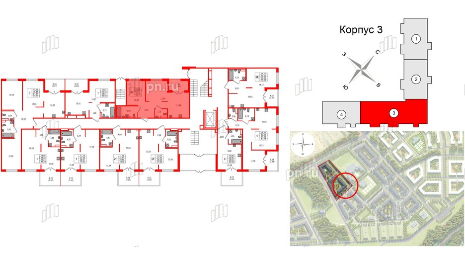 Квартира в ЖК Образцовый квартал, 2 комнатная, 53.37 м², 1 этаж