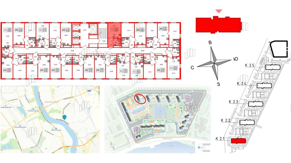 Квартира в ЖК Октябрьская Набережная ЖК, студия, 20.2 м², 24 этаж