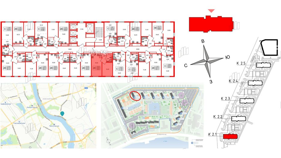 Квартира в ЖК Октябрьская Набережная ЖК, 1 комнатная, 32.6 м², 3 этаж