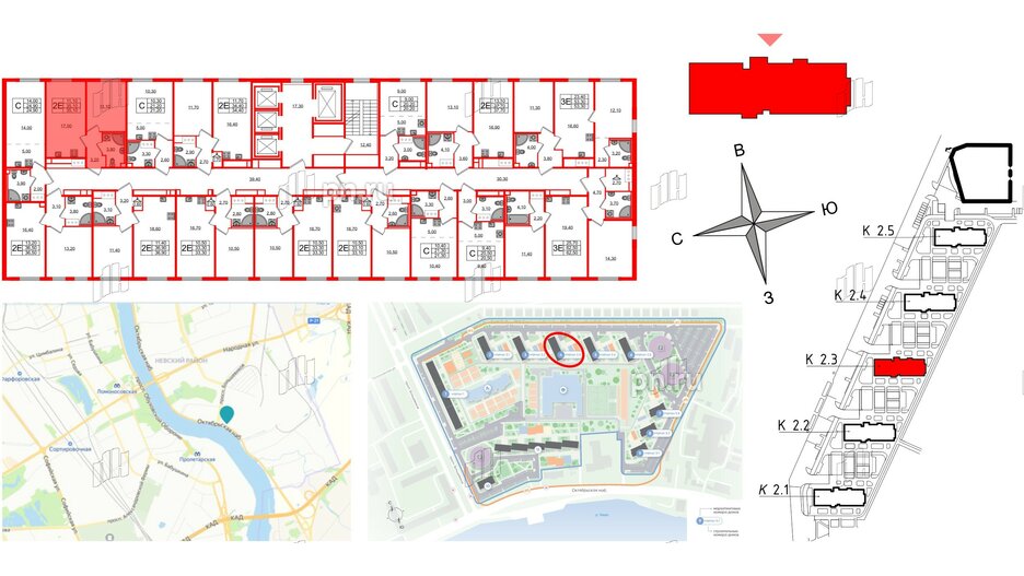 Квартира в ЖК Октябрьская Набережная ЖК, 1 комнатная, 35.1 м², 16 этаж