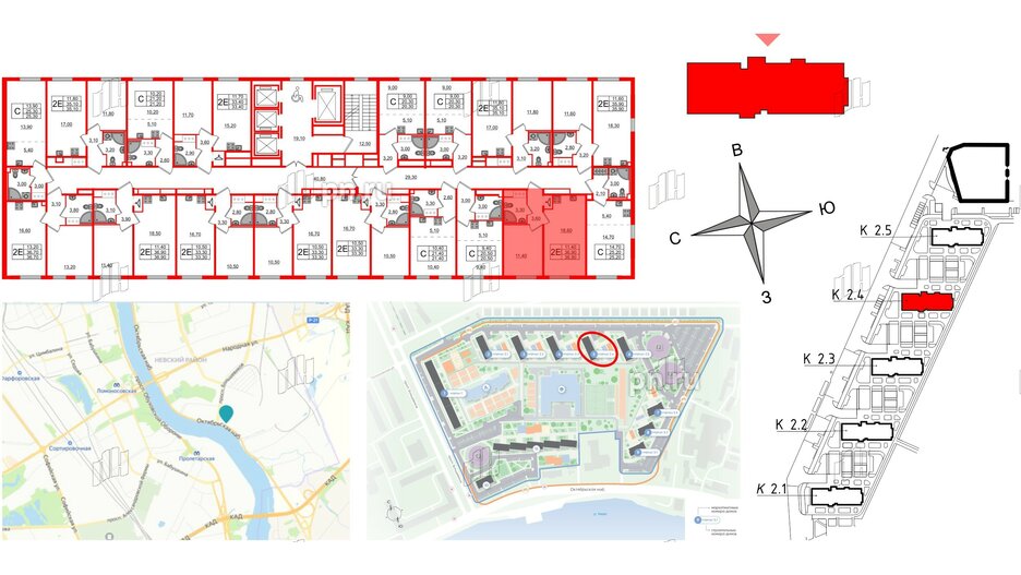 Квартира в ЖК Октябрьская Набережная ЖК, 1 комнатная, 36.9 м², 12 этаж