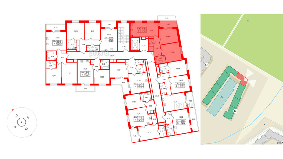 Квартира в ЖК «Парадный ансамбль», 1 комнатная, 34.21 м², 5 этаж