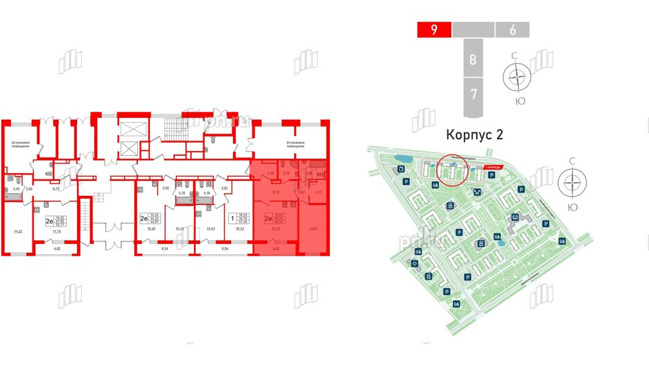 Квартира в ЖК ЦДС Parkolovo, 1 комнатная, 59.7 м², 1 этаж