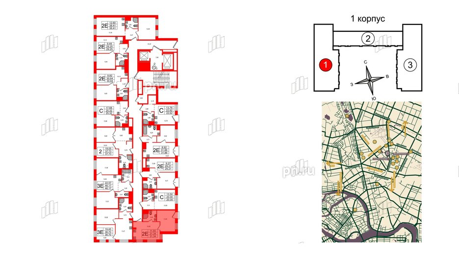 Апартаменты в ЖК iD Polytech, 1 комнатные, 31.34 м², 4 этаж