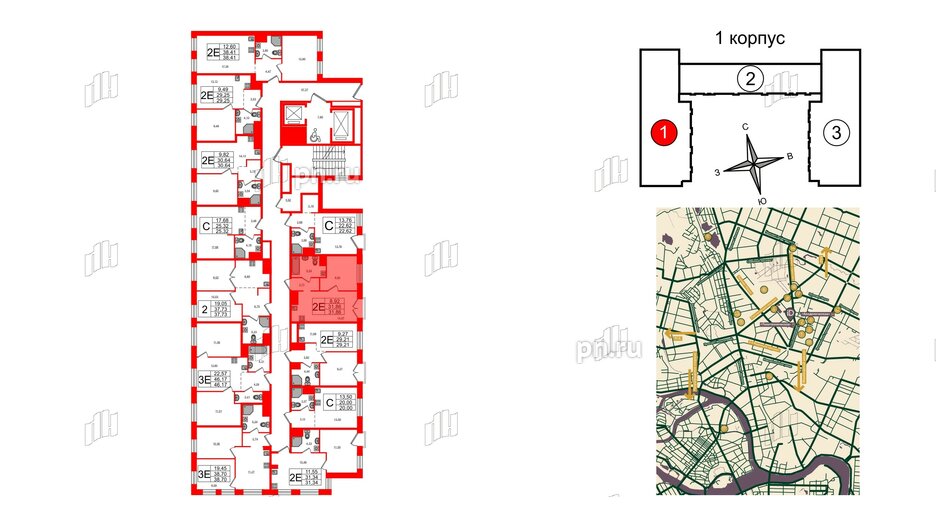 Апартаменты в ЖК iD Polytech, 1 комнатные, 31.86 м², 4 этаж