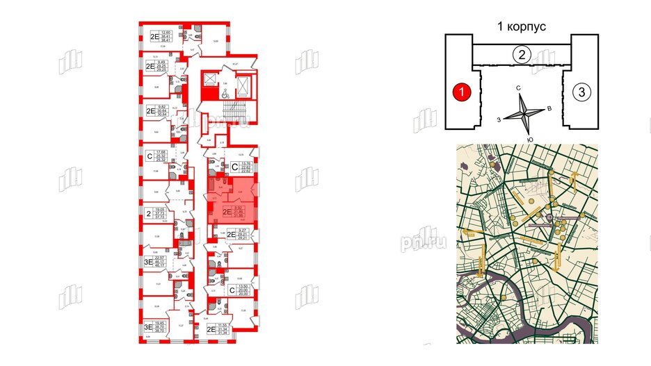 Апартаменты в ЖК iD Polytech, 1 комнатные, 31.86 м², 5 этаж