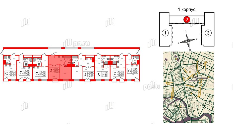 Апартаменты в ЖК iD Polytech, 2 комнатные, 36.89 м², 10 этаж