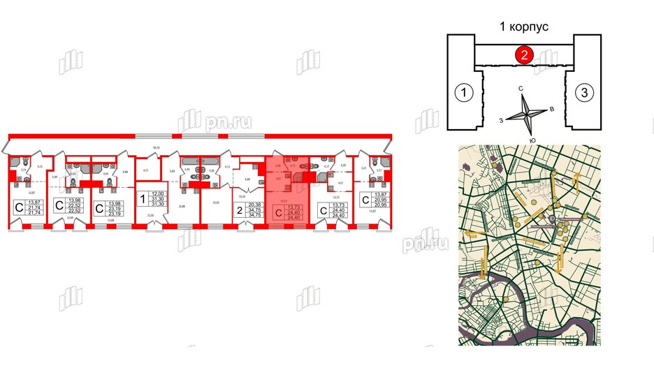 Апартаменты в ЖК iD Polytech, студия, 24.4 м², 6 этаж