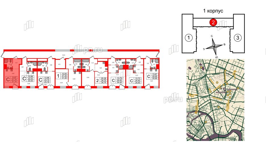 Апартаменты в ЖК iD Polytech, студия, 21.74 м², 9 этаж