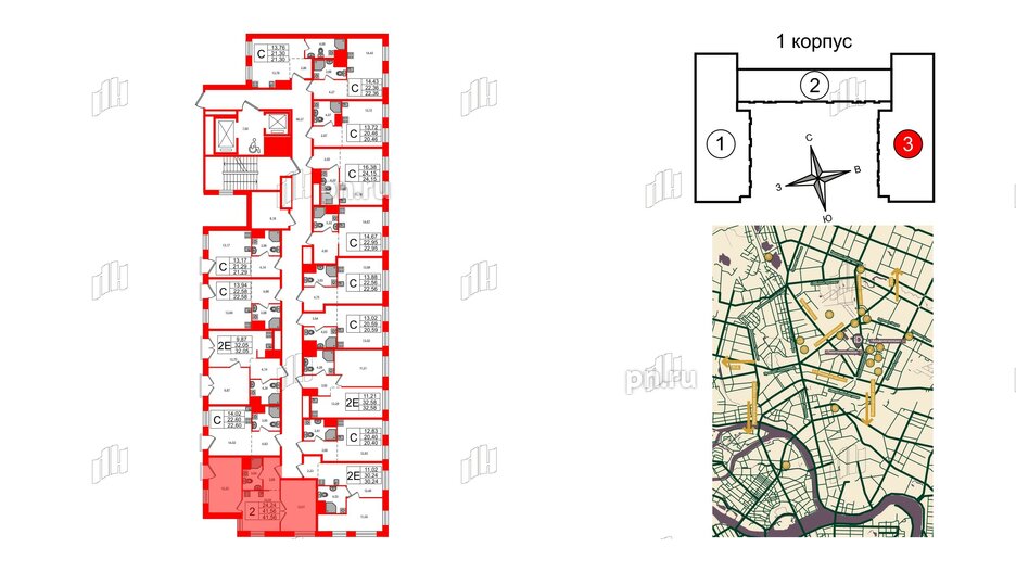 Апартаменты в ЖК iD Polytech, 2 комнатные, 41.56 м², 8 этаж