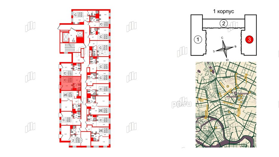 Апартаменты в ЖК iD Polytech, студия, 22.58 м², 7 этаж