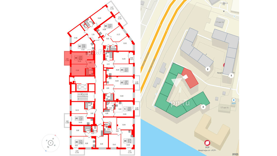 Квартира в ЖК Neva Residence, 1 комнатная, 34.7 м², 8 этаж