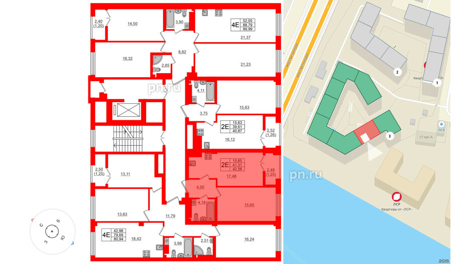 Квартира в ЖК Neva Residence, 1 комнатная, 42.2 м², 8 этаж