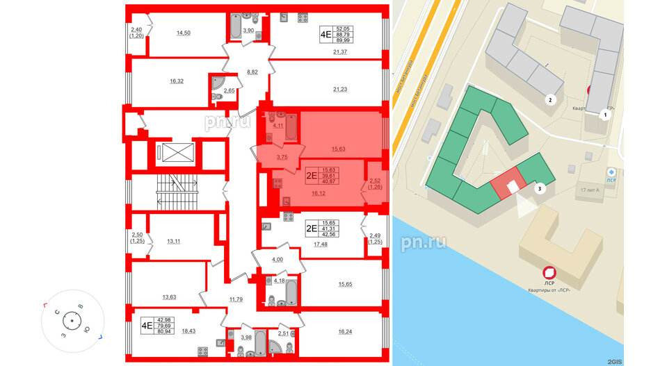 Квартира в ЖК Neva Residence, 1 комнатная, 40.4 м², 8 этаж