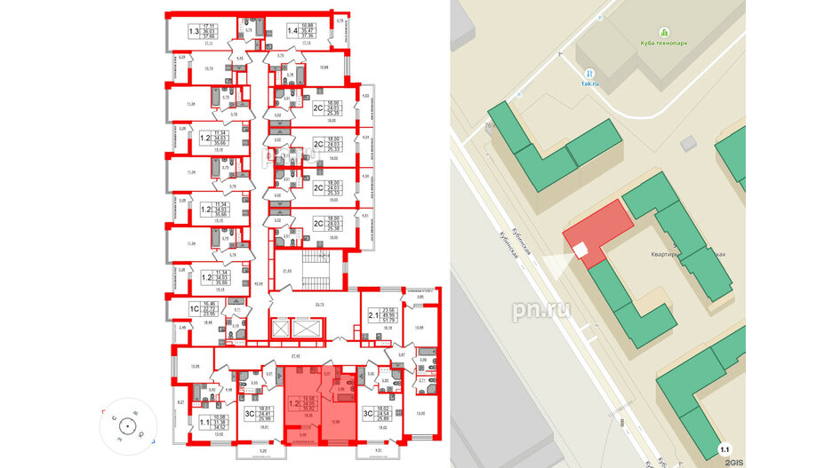 Квартира в ЖК Титул в Московском, 1 комнатная, 34.09 м², 3 этаж