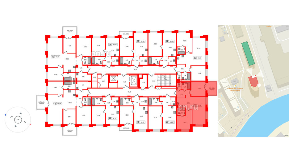 Квартира в ЖК «Альпен», 2 комнатная, 65.32 м², 6 этаж