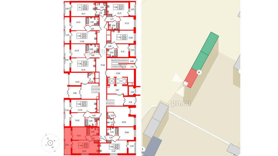 Квартира в ЖК «Город звёзд», 1 комнатная, 36.37 м², 1 этаж