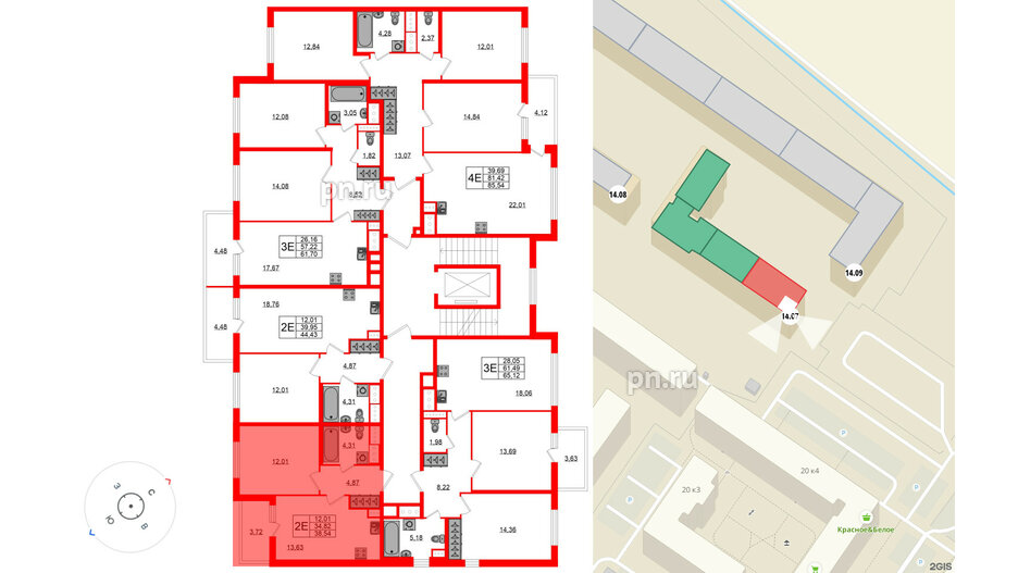 Квартира в ЖК ЯСНО.ЯНИНО, 1 комнатная, 34.82 м², 5 этаж