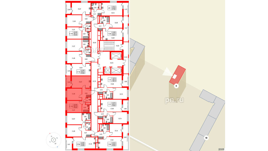 Квартира в ЖК «Город звёзд», 2 комнатная, 49.13 м², 21 этаж