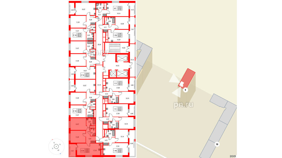 Квартира в ЖК «Город звёзд», 2 комнатная, 52.62 м², 14 этаж