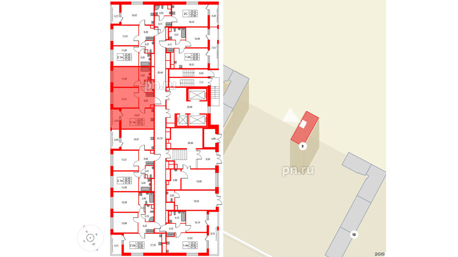 Квартира в ЖК «Город звёзд», 2 комнатная, 49.41 м², 1 этаж