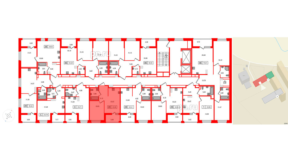 Квартира в ЖК «Ультра Сити 3.0», 1 комнатная, 32.68 м², 4 этаж