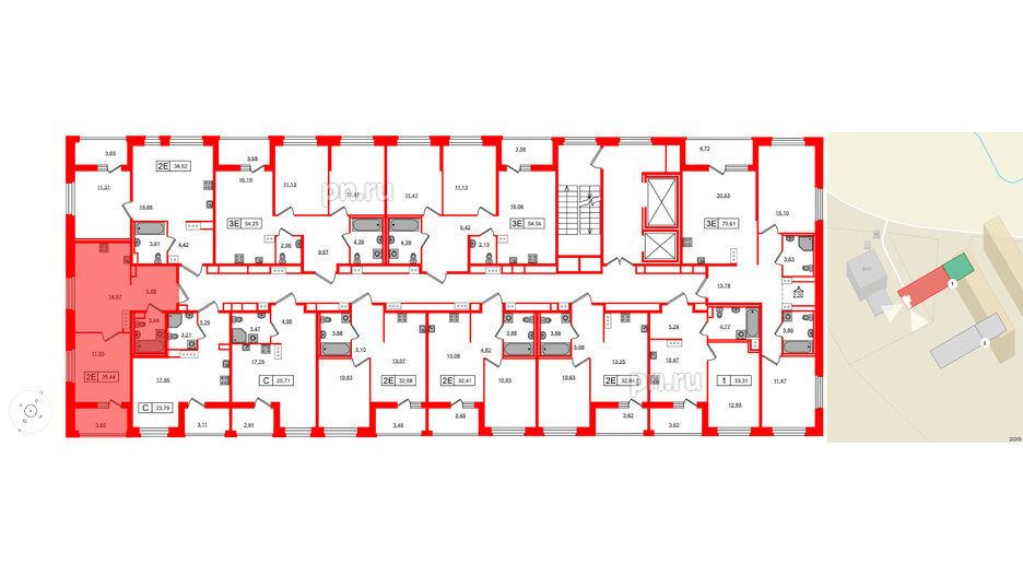 Квартира в ЖК «Ультра Сити 3.0», 1 комнатная, 35.44 м², 17 этаж