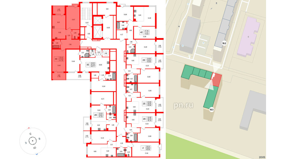 Квартира в ЖК «ЛесАрт», 2 комнатная, 61.78 м², 2 этаж