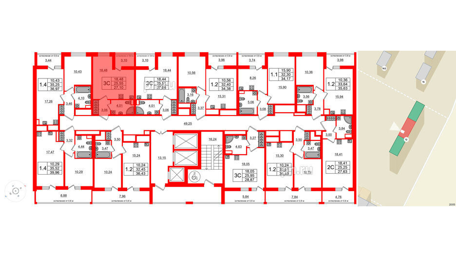 Квартира в ЖК «Город звёзд», студия, 25.55 м², 2 этаж