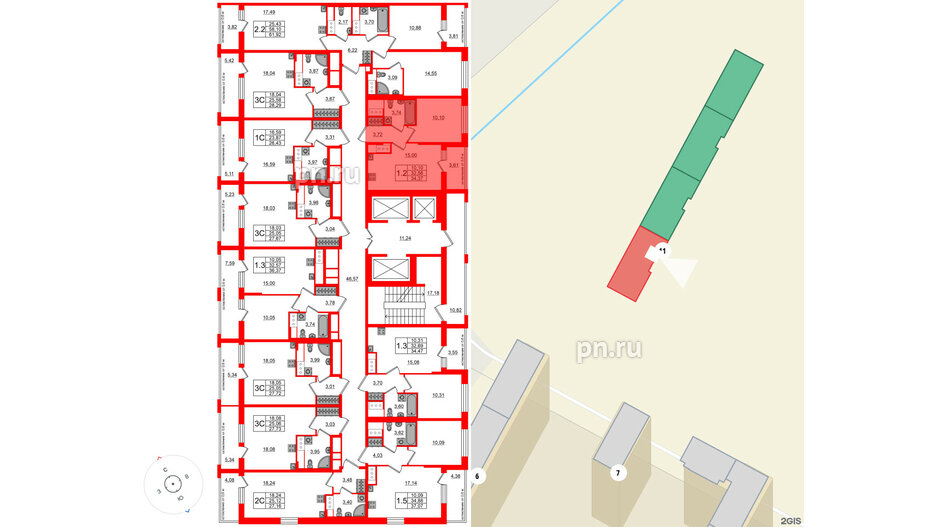 Квартира в ЖК «Город звёзд», 1 комнатная, 32.56 м², 16 этаж