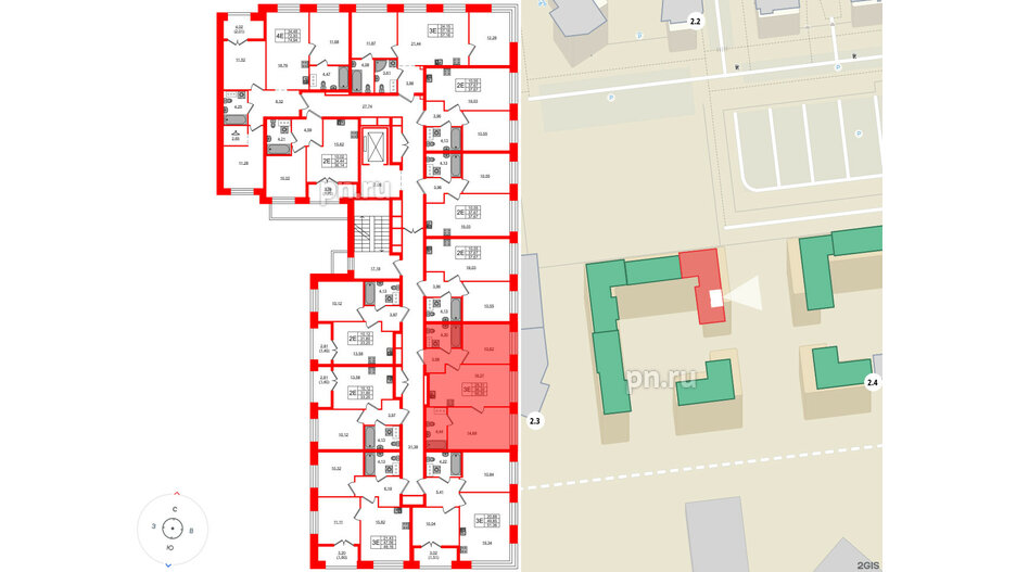 Квартира в ЖК NEWПИТЕР, 2 комнатная, 56.3 м², 3 этаж