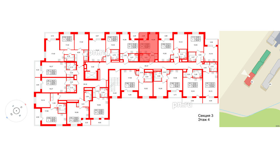 Квартира в ЖК «Парадный ансамбль», студия, 21.52 м², 4 этаж