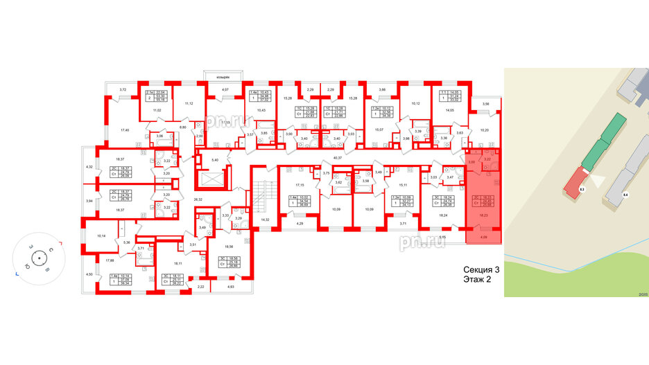 Квартира в ЖК «Парадный ансамбль», студия, 24.45 м², 2 этаж