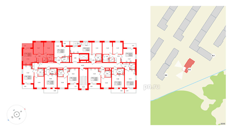 Квартира в ЖК «Парадный ансамбль», 2 комнатная, 50.9 м², 5 этаж